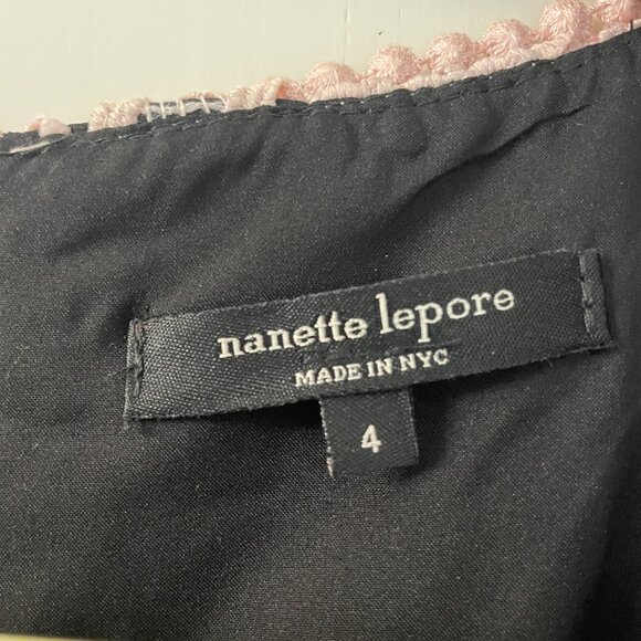 NANETE LEPORE Lace Overlay Mini Dress in Blush Pink/Black, Size 4 EUC - Picture 6 of 6
